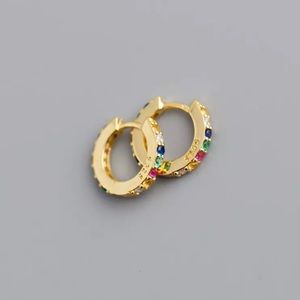 New 18K Gold Vermeil Sterling Silver 925 Crystal Hoops earring set